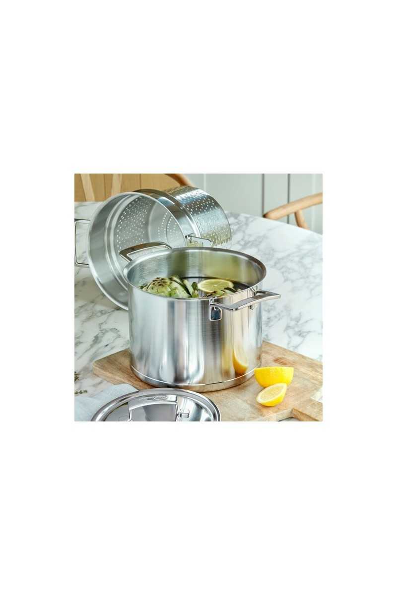 Demeyere Silver 8 liter soeppan en Demeyere Silver pasta-inzet