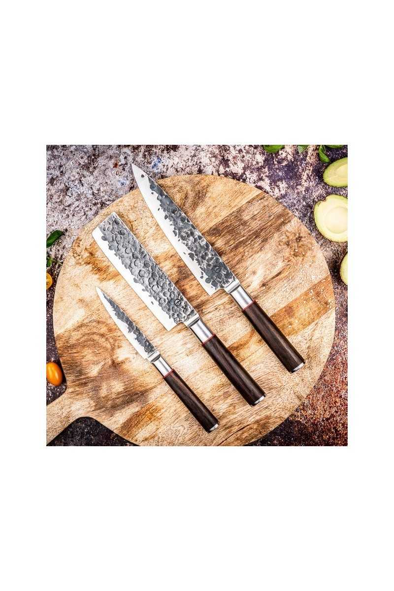 Forged Sebra 3-delige messenset, universeelmes, hakbijl en koksmes