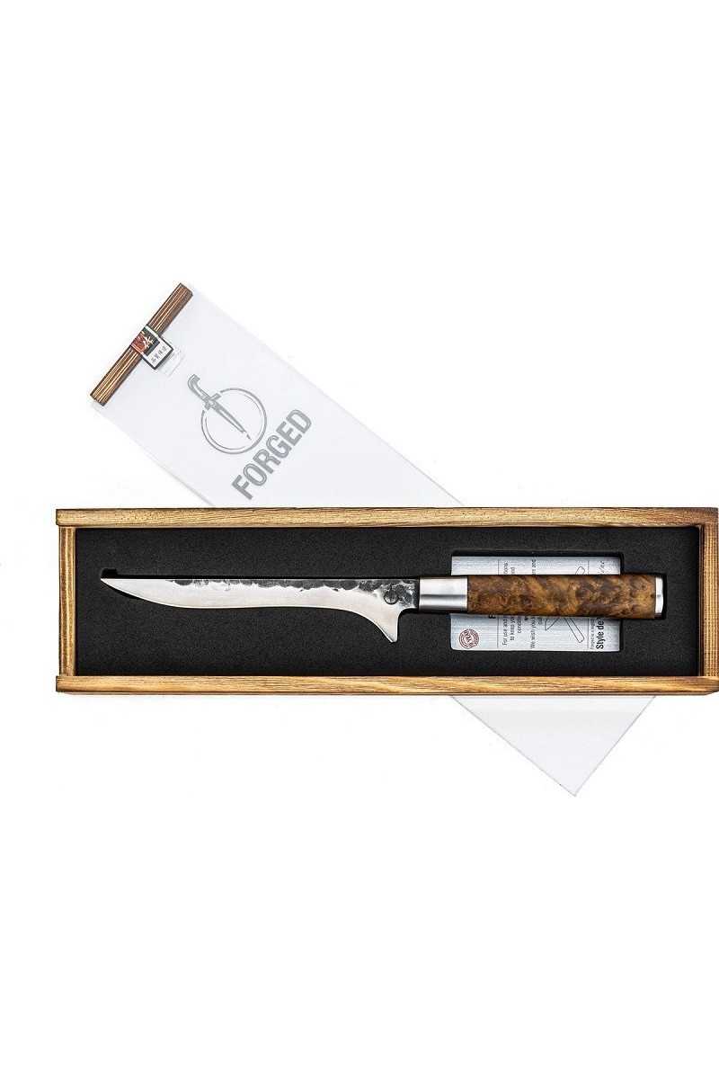 Forged VG10 Uitbeenmes in mooie houten geschenkverpakking
