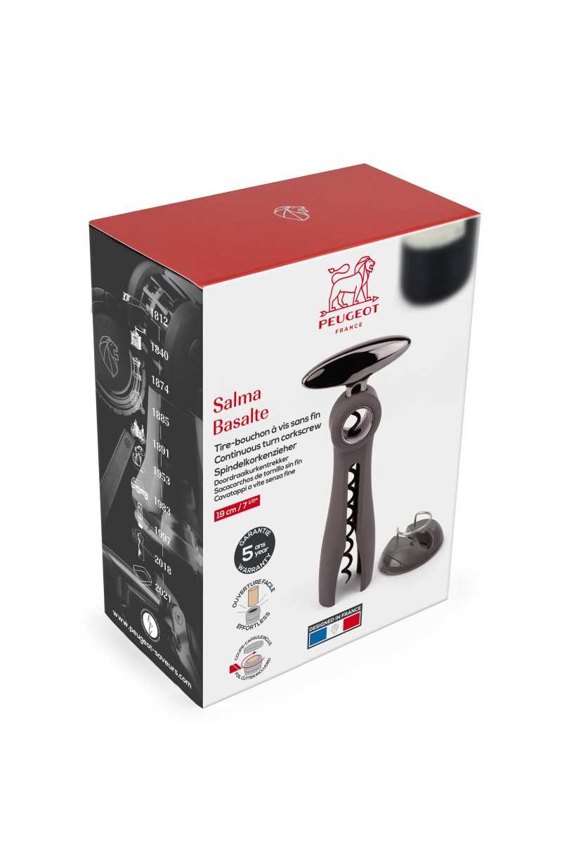 Peugeot Salma Kurkentrekker Met Wormschroef + Dopsnijder 19 CM Basalte Zamac / Soft Touch