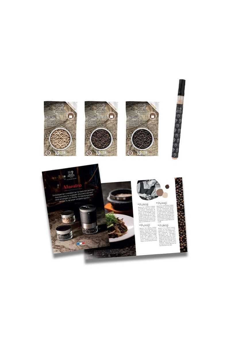 Peugeot u'Select Maestro Pepper Mill gift box + 3 Types of Pepper