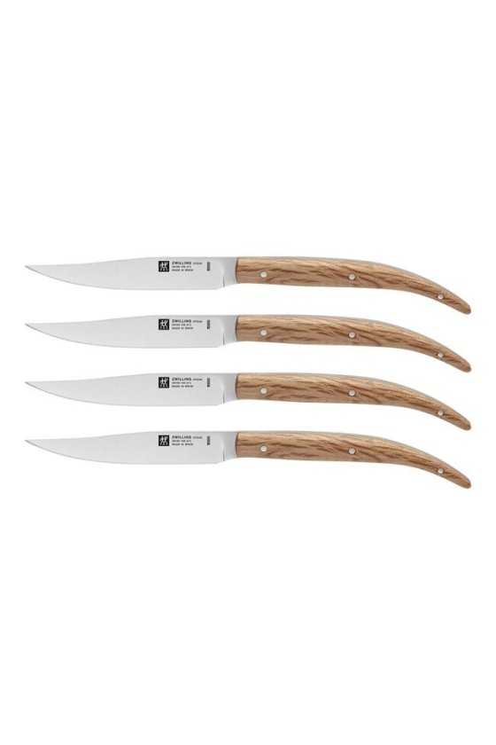 Zwilling 4-piece steak knife set, stone oak
