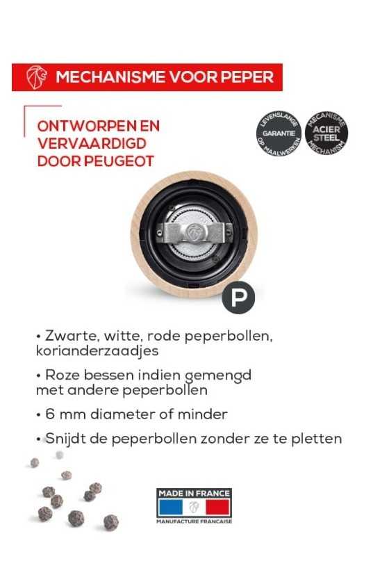Peugeot Paris Chef u'Select 22cm Pepermolen RVS Inox
