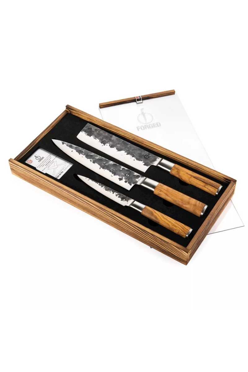 Forged Olive Knife Set - 3-Piece Knife Set by Forged