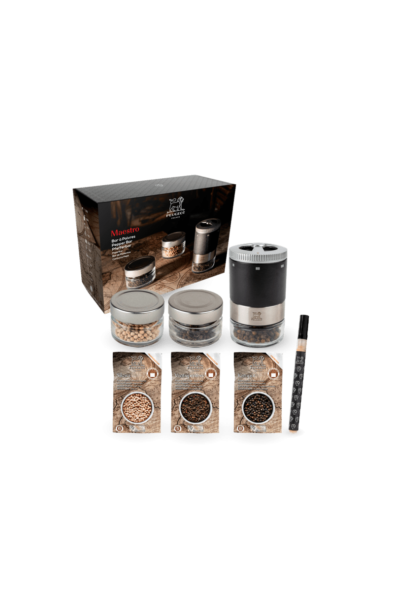 Peugeot u'Select Maestro Pepper Mill gift box + 3 Types of Pepper