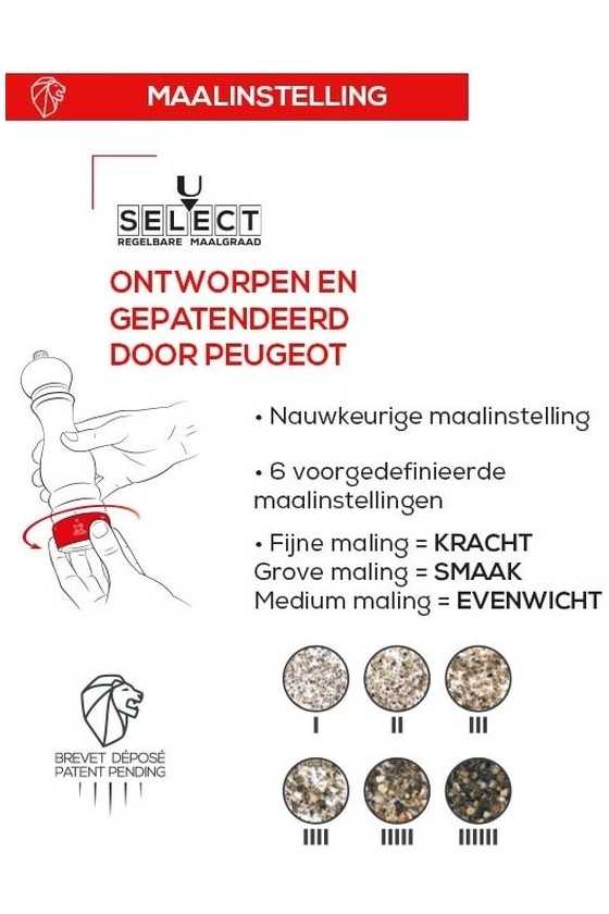 Peugeot Paris U'Select 40cm Pepermolen Naturel Hout
