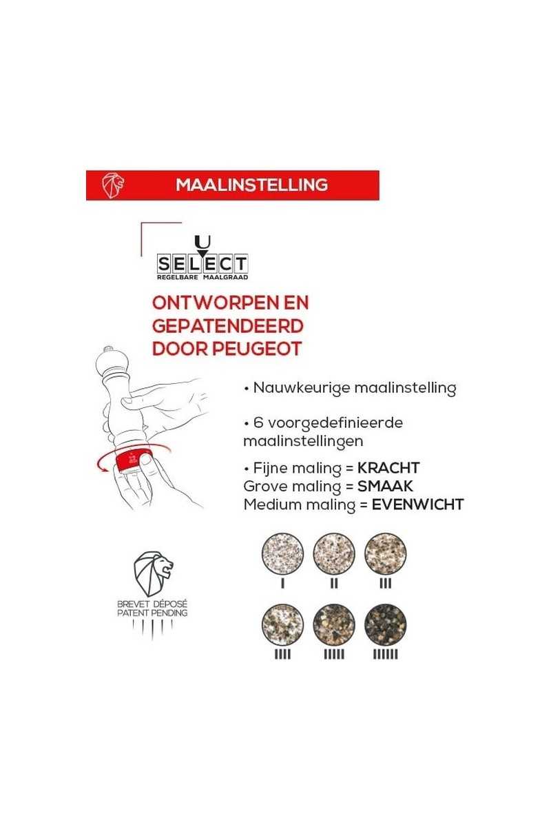 Peugeot Paris U'Select 30cm Pepermolen Naturel hout