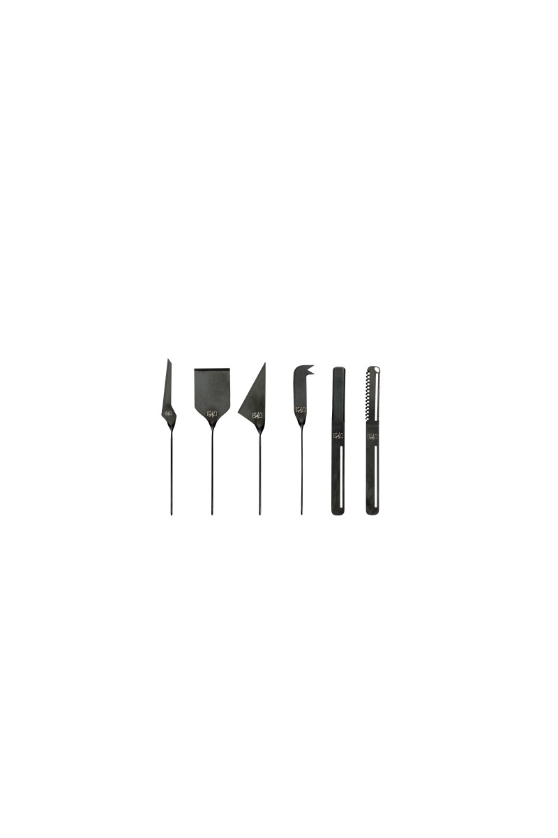 Style de Vie Cheese and butter knife set, 6-piece, matte black with turn