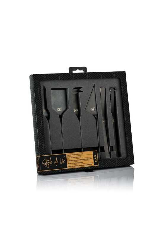Style de Vie Cheese and butter knife set, 6-piece, matte black with turn
