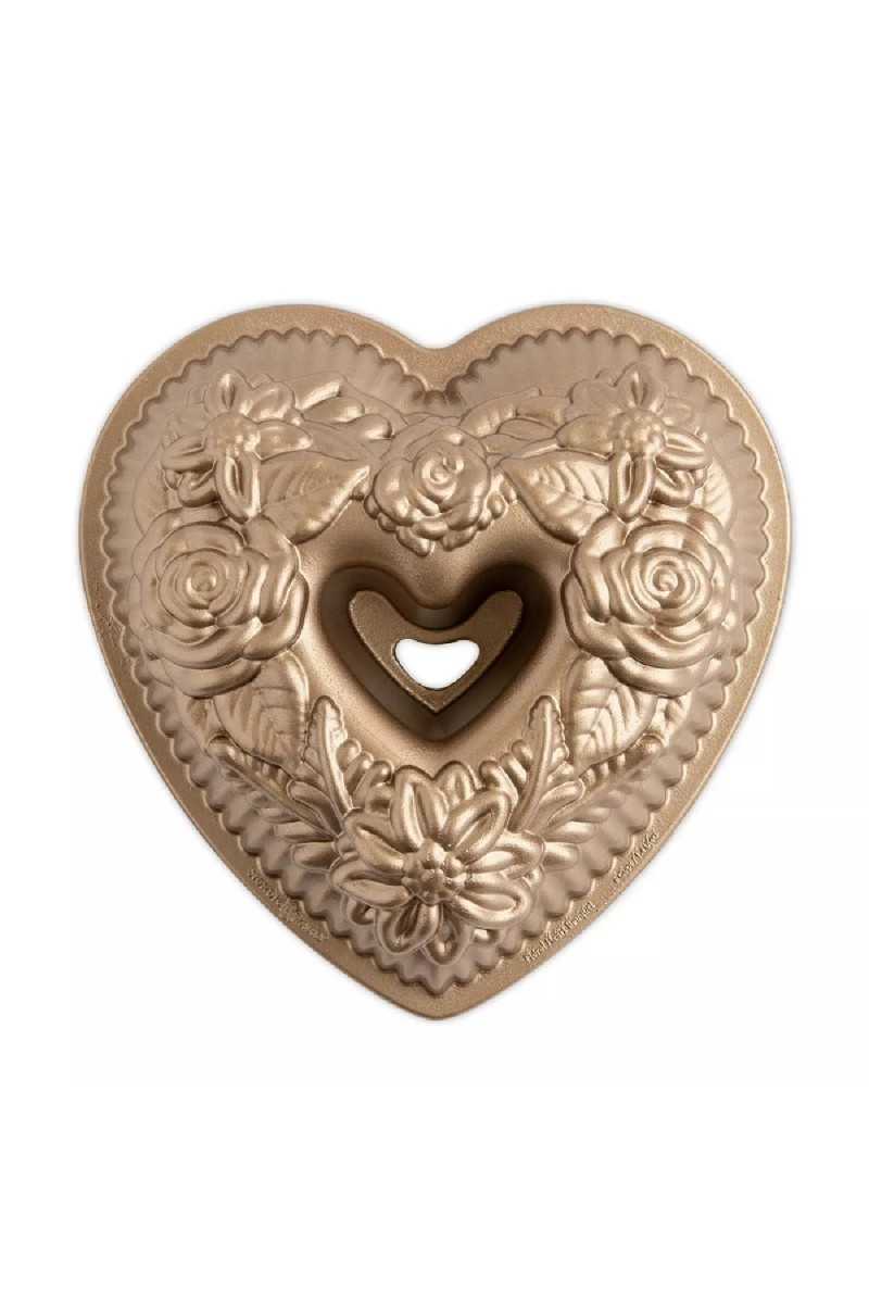 Nordic Ware Toffee Floral heart bundt pan