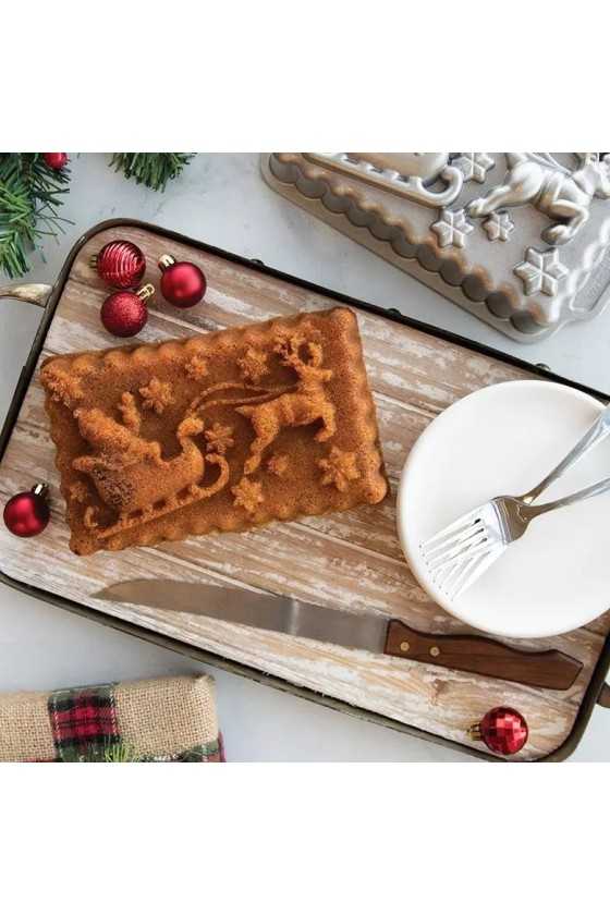 Nordic Ware Silver Santa's sleigh loaf pan