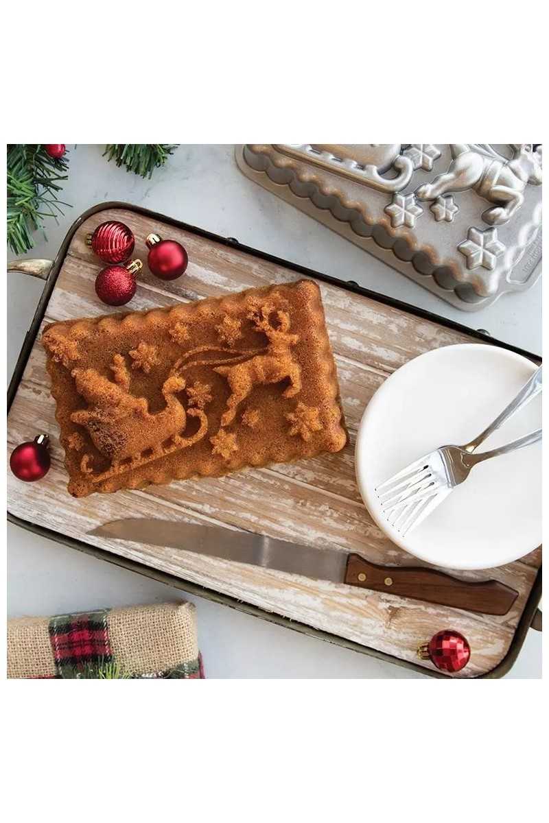 Nordic Ware Silver Santa's sleigh loaf pan