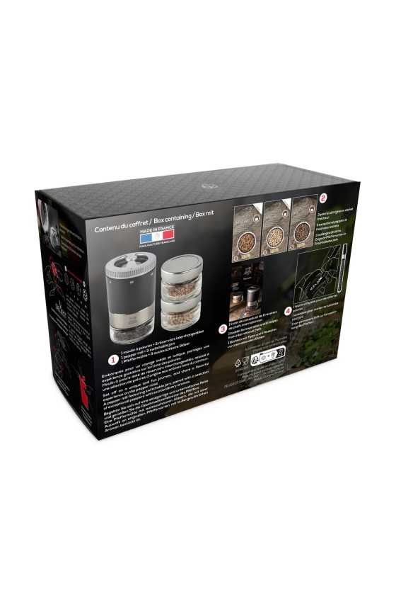 Peugeot Maestro Peperbar Mat Zwart Pepermolen Geschenkdoos + 3 pepersoorten