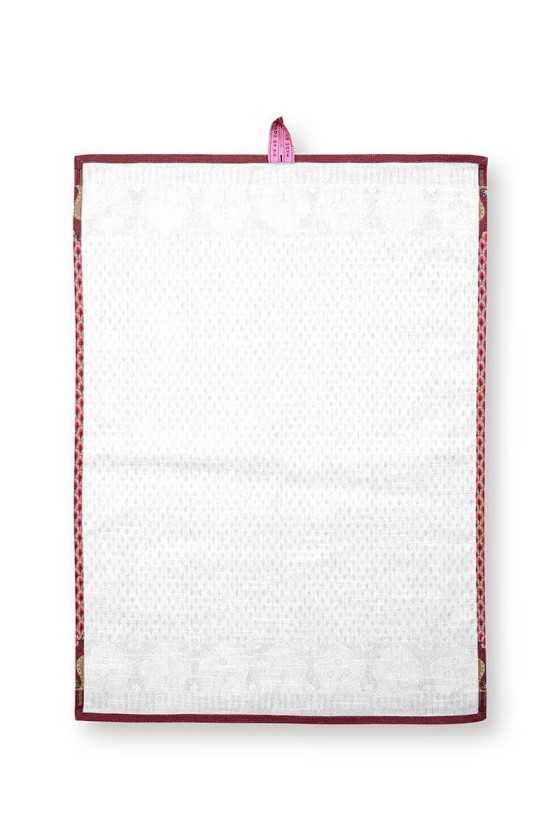 Pip Studio Flower Festival Theedoek Donkerroze