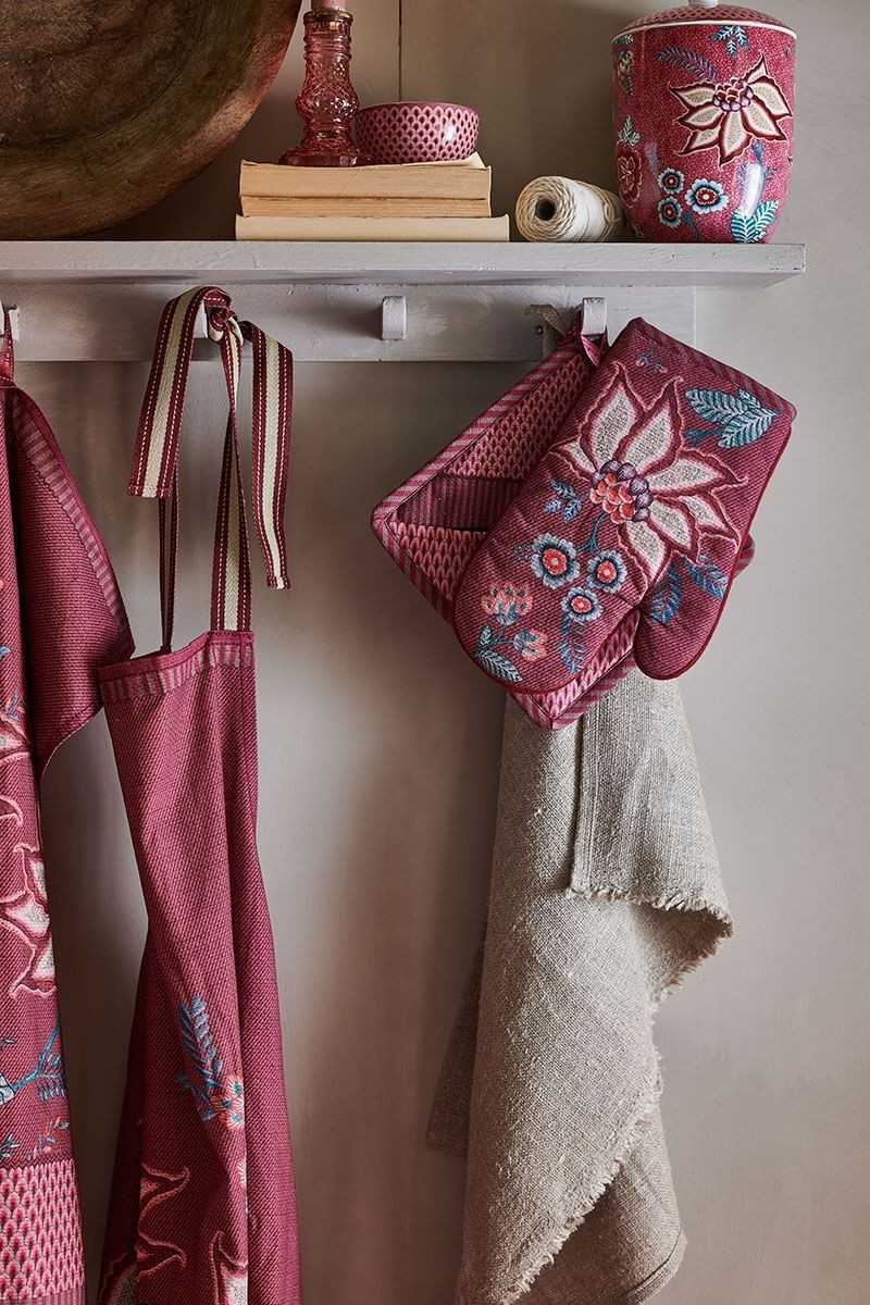 Pip Studio Flower Festival Ovenwant Donkerroze