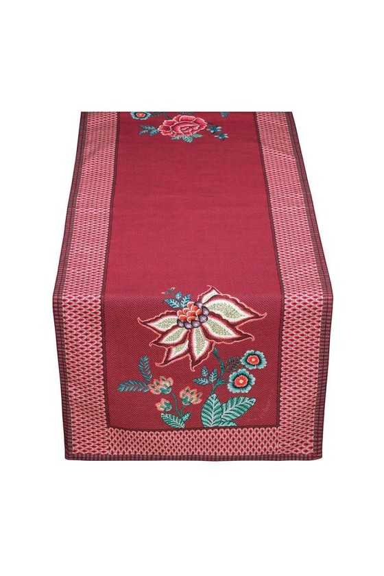 Pip Studio table runner flower festival dark pink