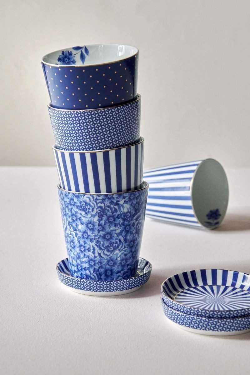 Pip Studio Royal Flower Mok Bloemen & Theetip Blauw set 2-delig