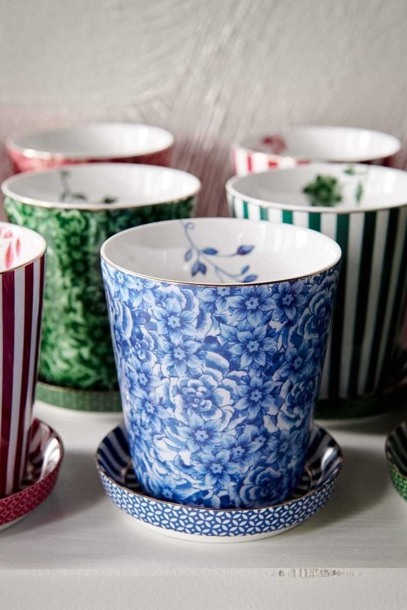 Pip Studio Royal Flower Mok Bloemen & Theetip Blauw set 2-delig