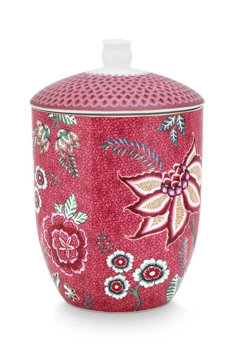Pip Studio Flower Festival Storage Jar Dark Pink