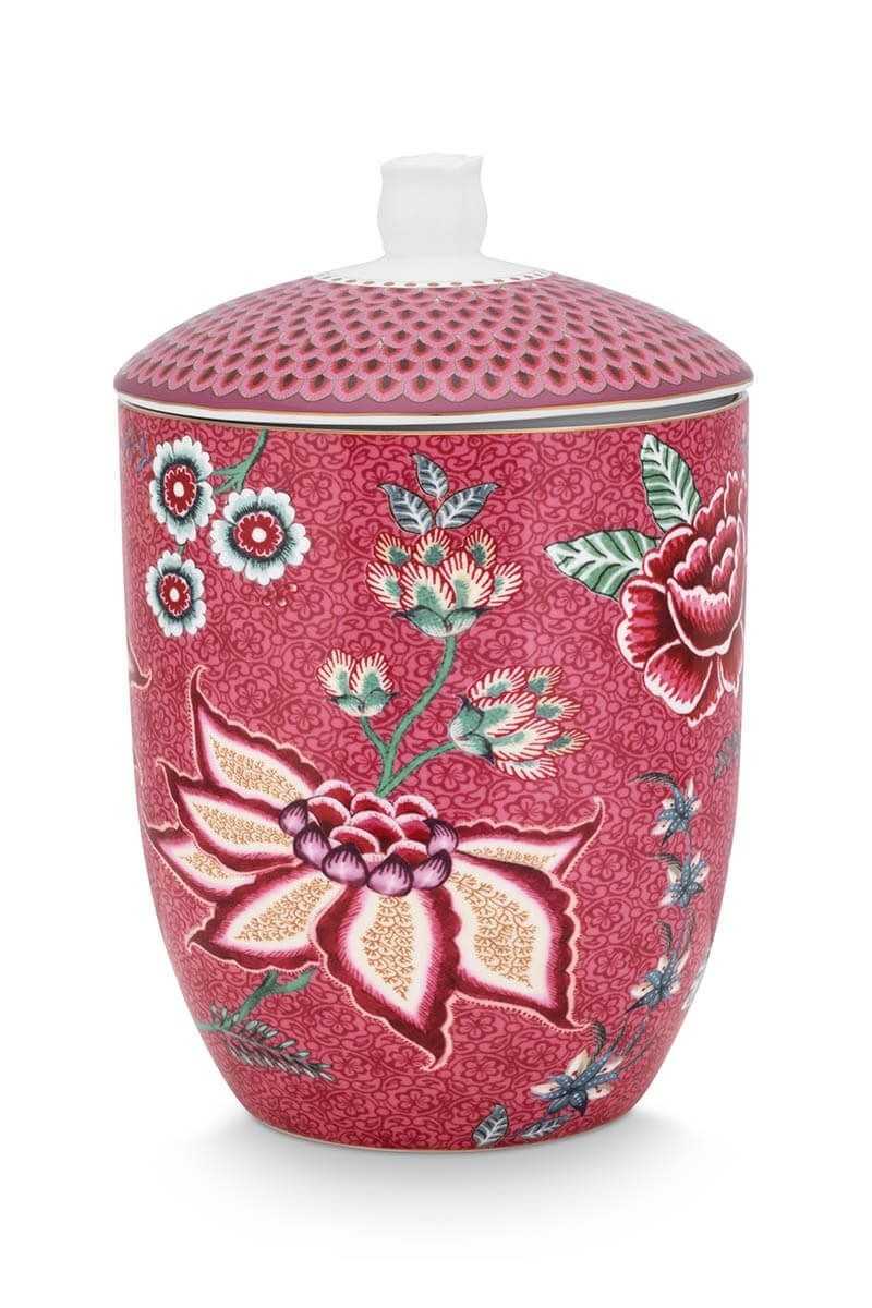 Pip Studio Flower Festival Storage Jar Dark Pink