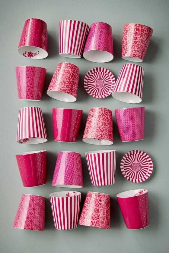 Pip Studio Royal Flower Mok Bloemen & Theetip Donkerroze set 2-delig