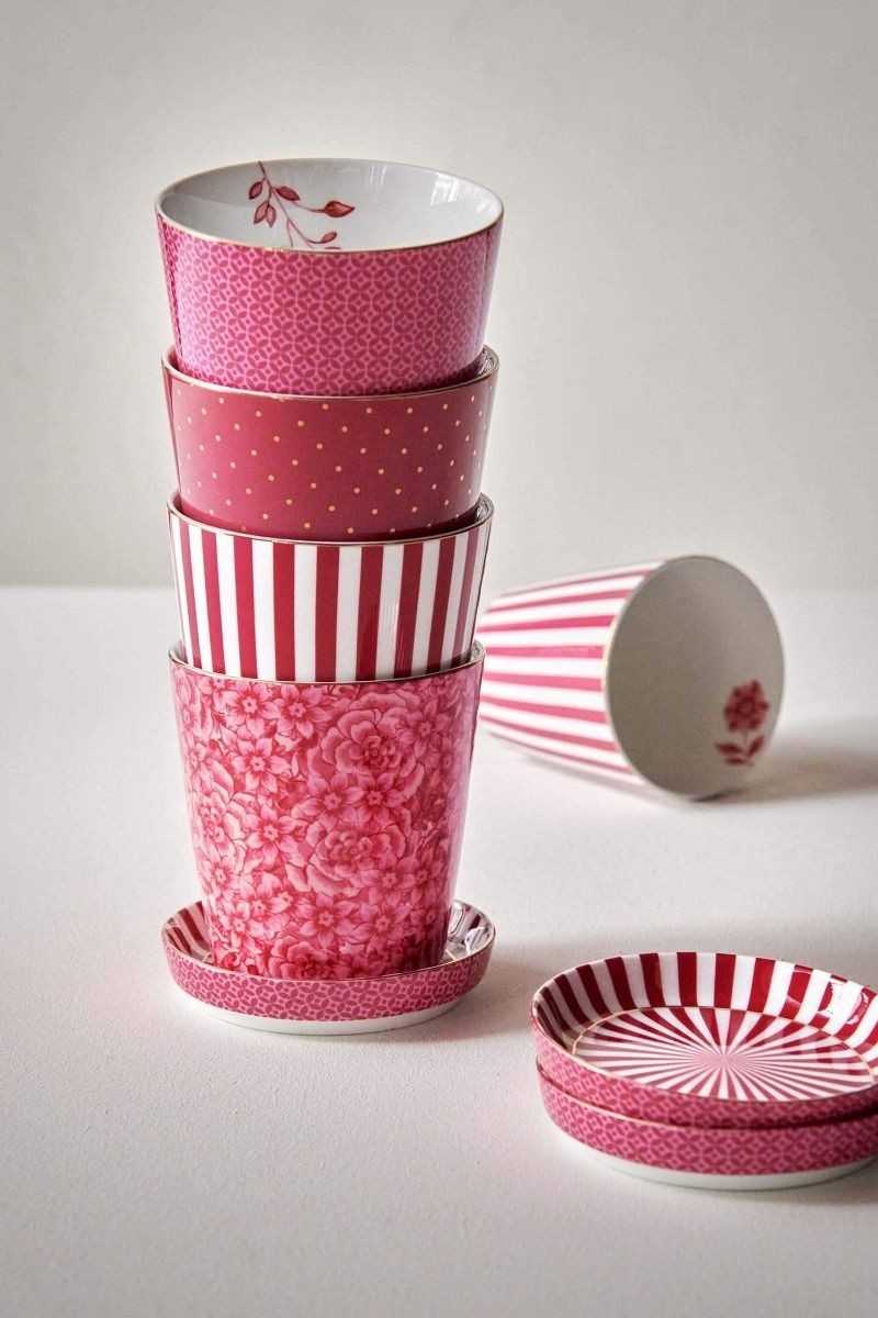 Pip Studio Royal Dots Mok Stippen & Theetip Roze set 2-delig