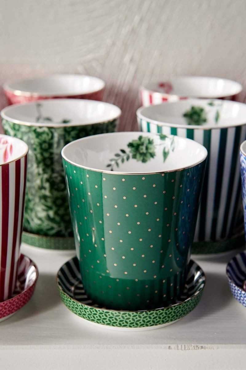 Pip Studio Royal Dots Mok Stippen & Theetip Groen set 2-delig