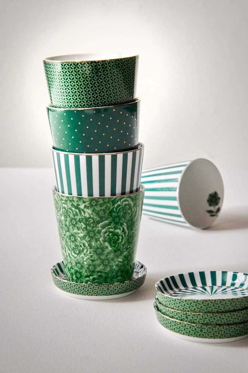 Pip Studio Royal Flower Mok Bloemen & Theetip Groen set 2-delig