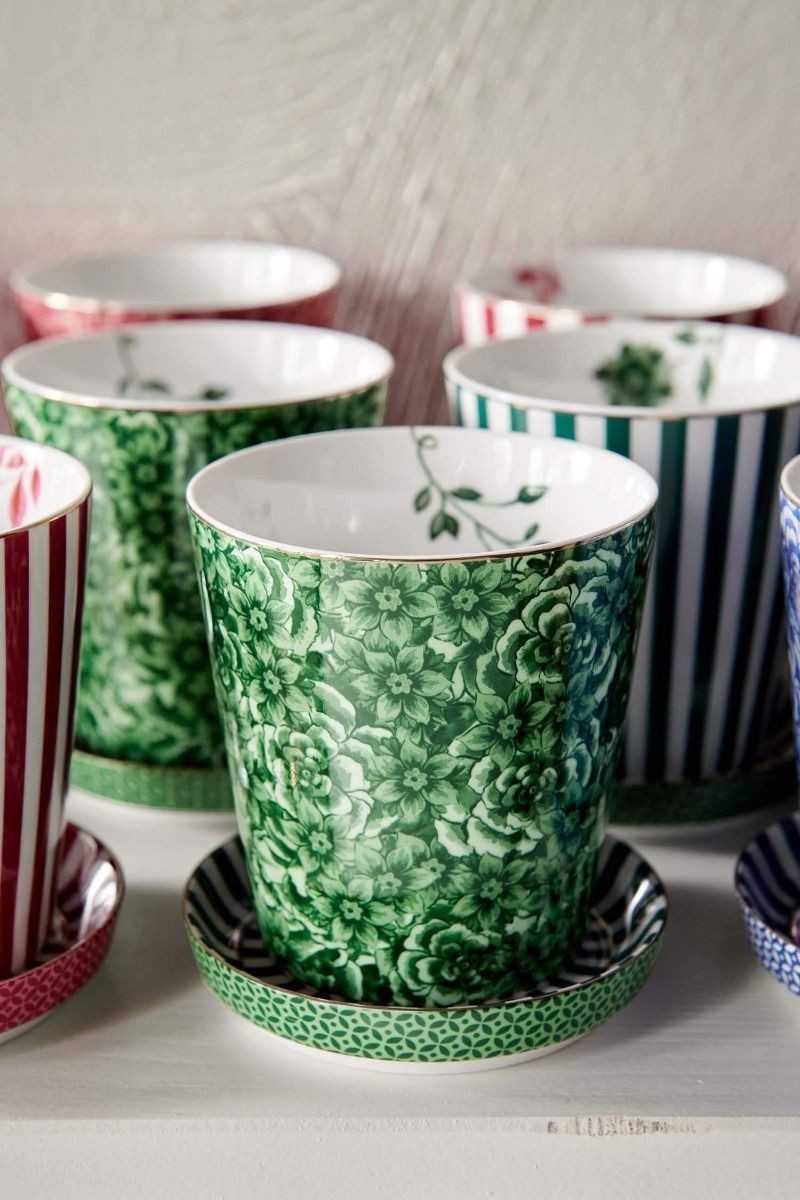 Pip Studio Royal Flower Mok Bloemen & Theetip Groen set 2-delig