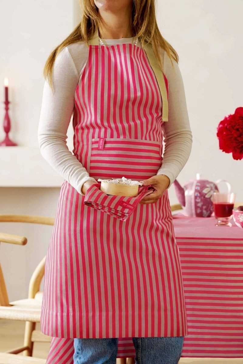 Pip Studio Stripes Keukenschort Roze | Koken en Wonen
