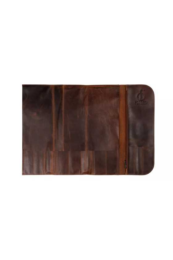 Stylish knife trolley made of pull-up cowhide leather - space 8 knives