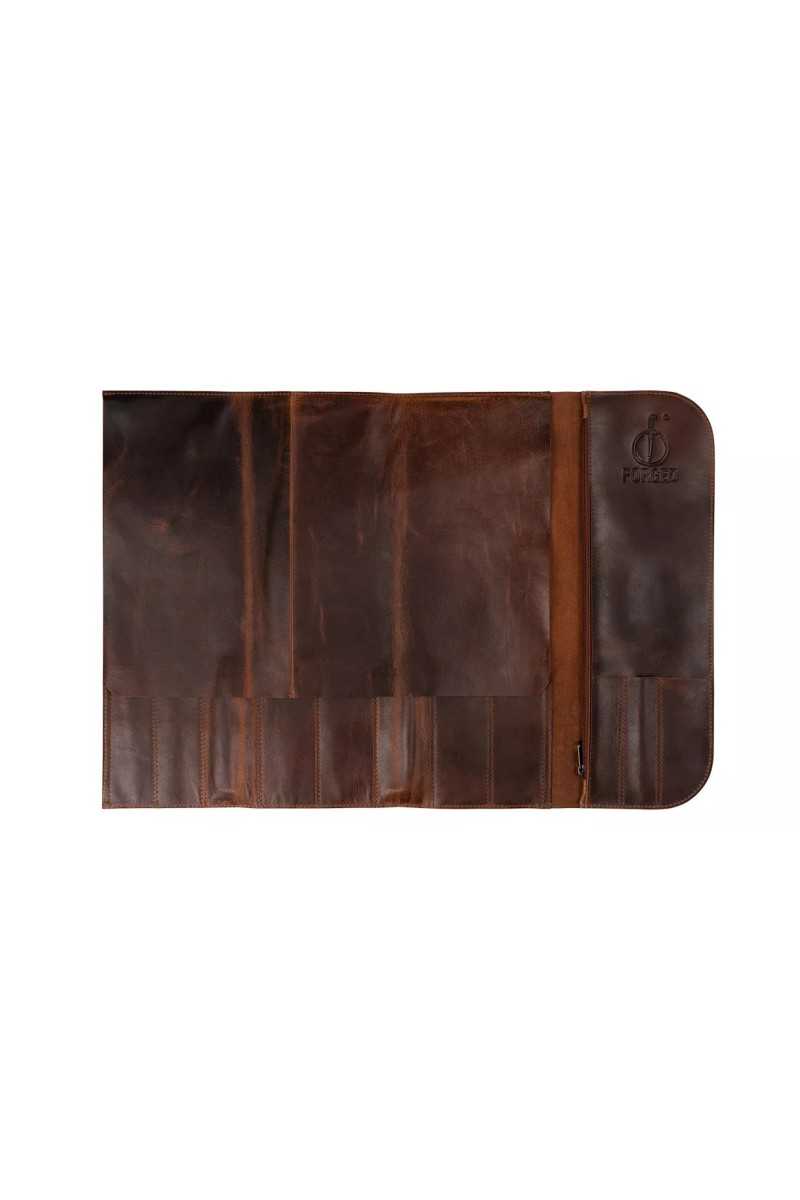 Stylish knife trolley made of pull-up cowhide leather - space 8 knives