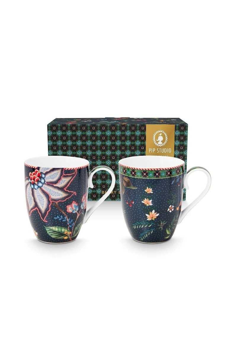 Pip Studio Set van 2 Mokken Groot Berry Blues Pip Studio Set van 2 Mokken Groot Berry Blues