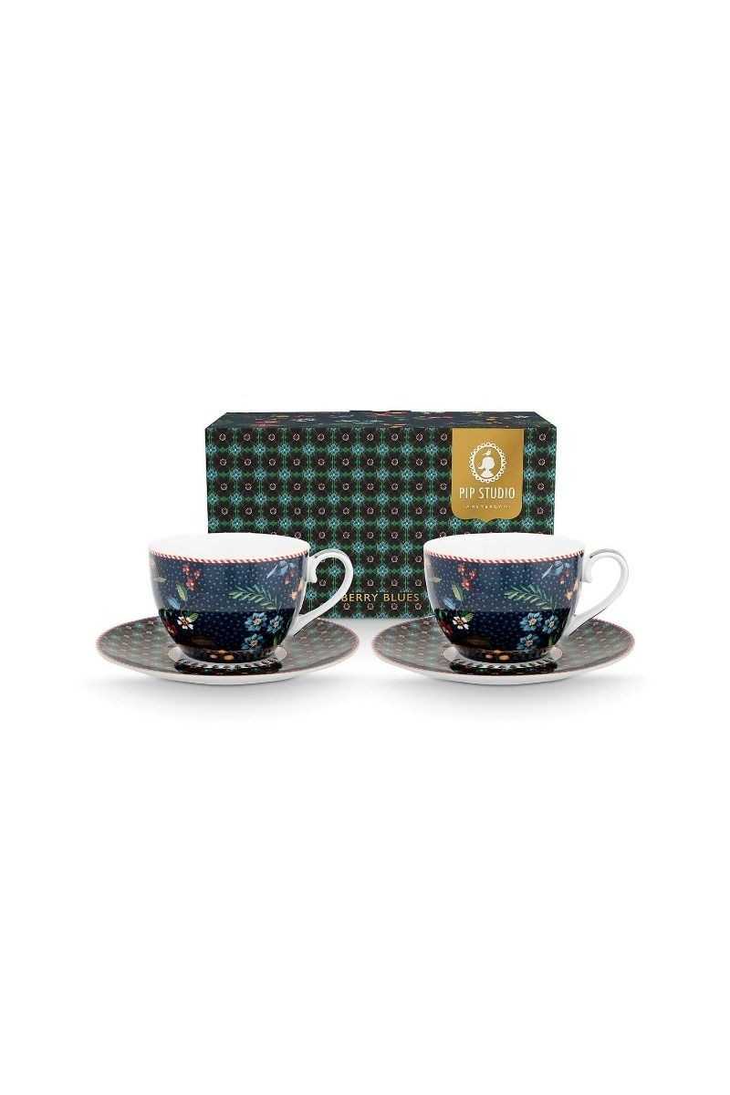 Pip Studio Set of 2 Cups & Saucers Berry Blues Pip Studio Set of 2 Cups & Saucers Berry Blues