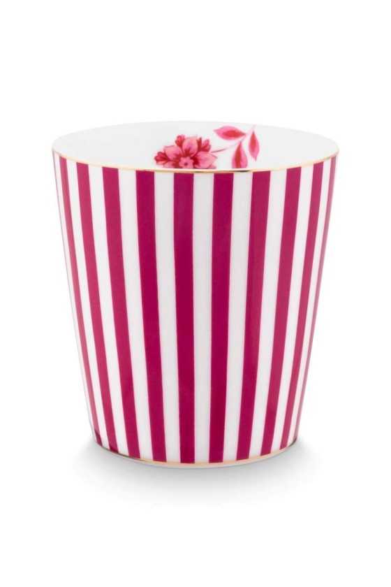 Pip Studio Royal Stripes Mok & Theetip Donkerroze set 2-delig