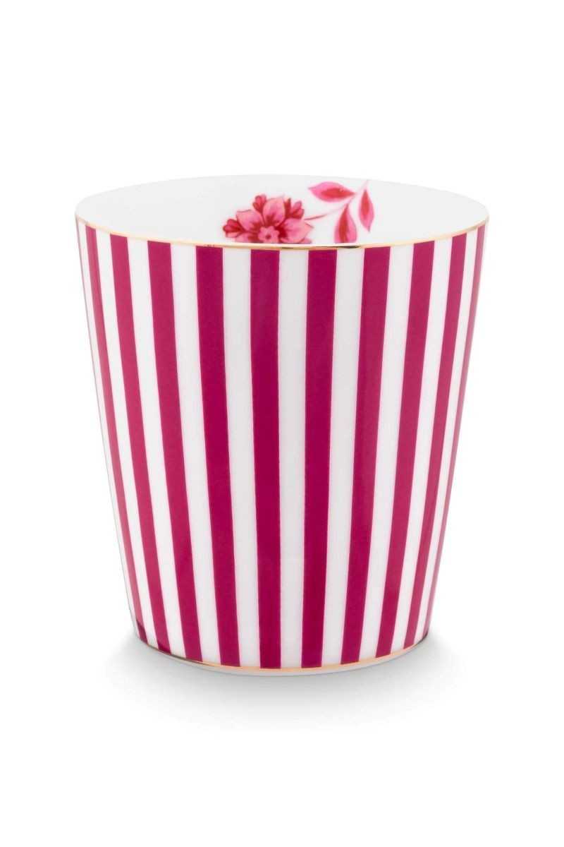 Pip Studio Royal Stripes Mok & Theetip Donkerroze set 2-delig