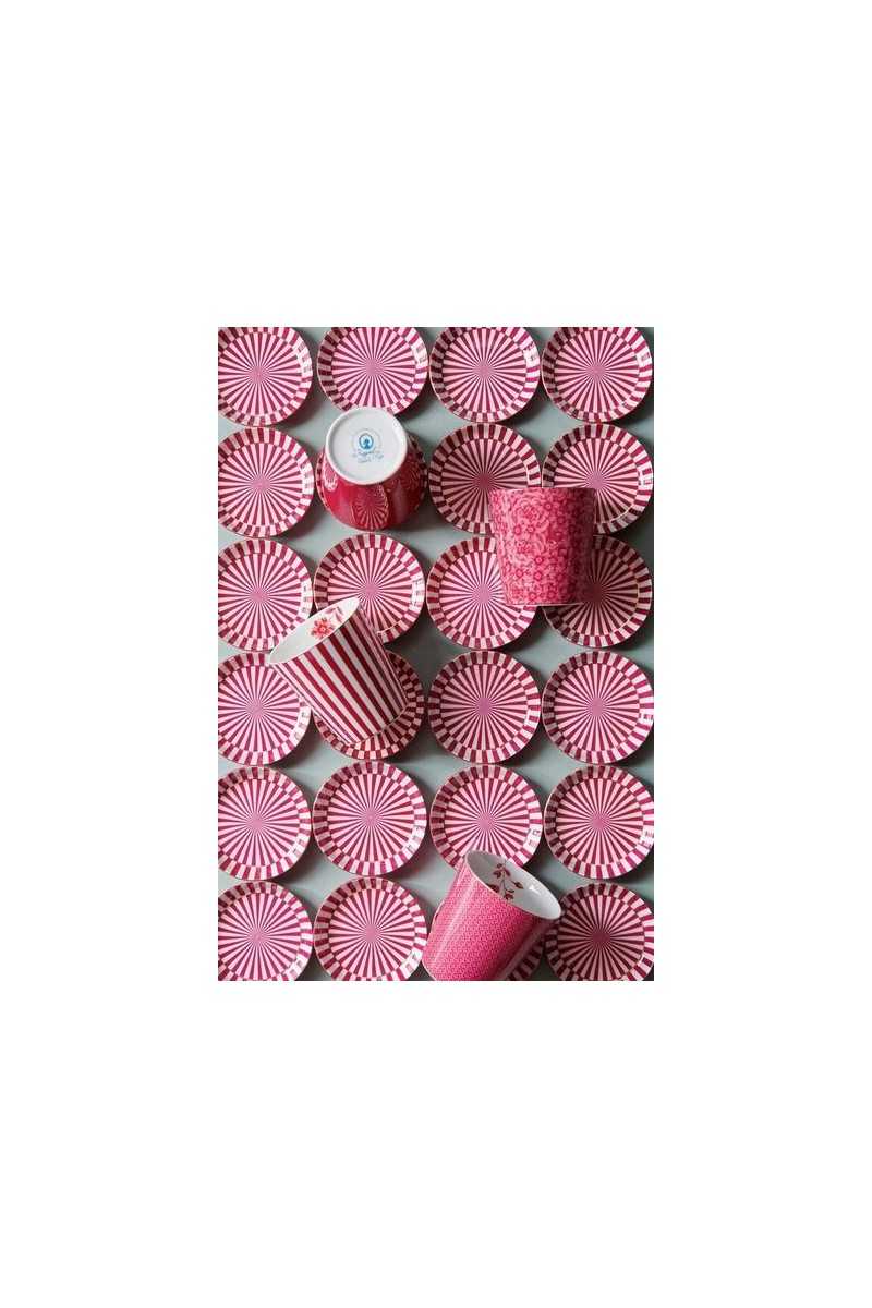 Pip Studio Royal Stripes Mug Tiles & Dark Pink Teatip 2-piece set