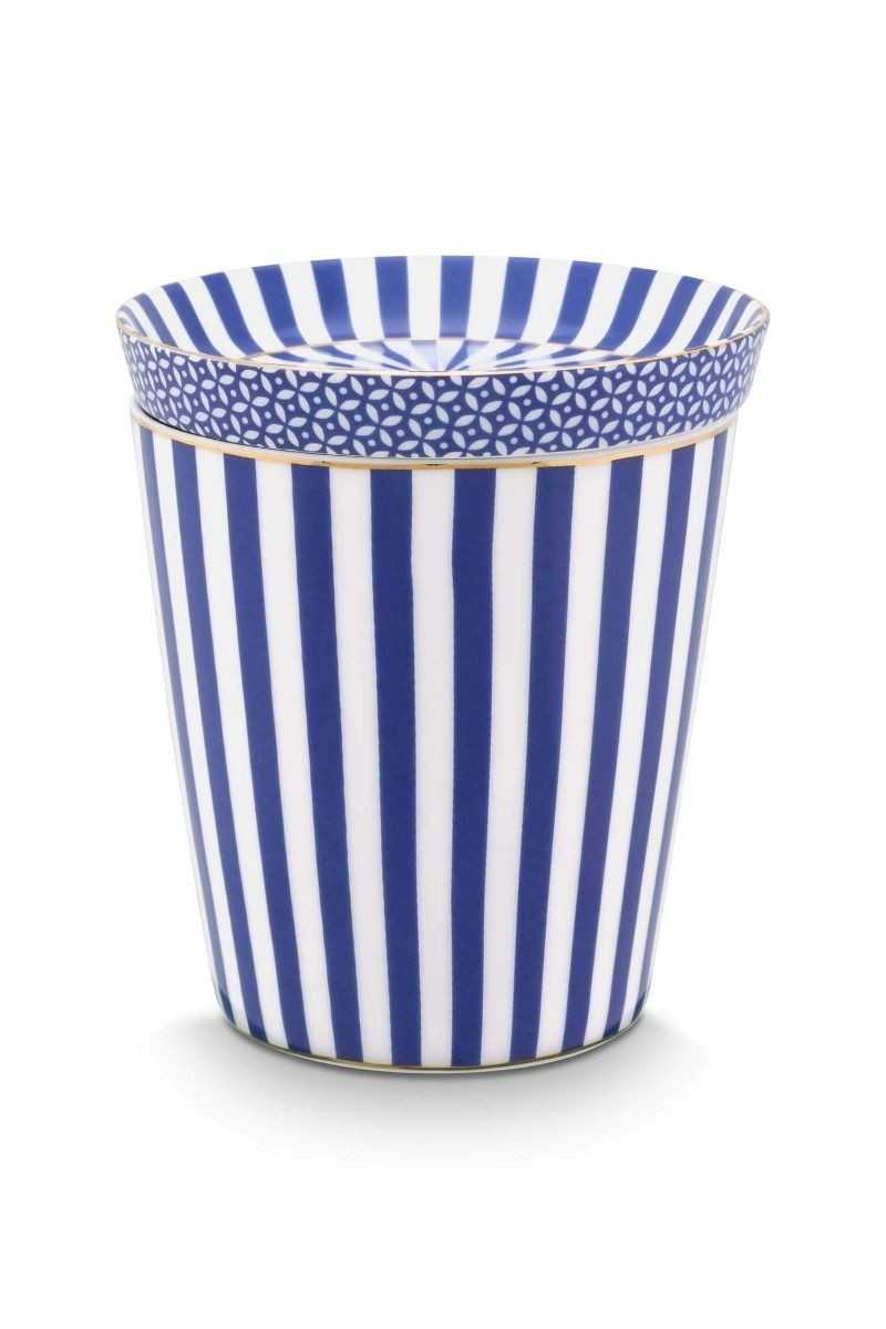 Pip Studio Royal Stripes Mok & Theetip Blauw set 2-delig Pip Studio Royal Stripes Mok & Theetip Blauw set 2-delig