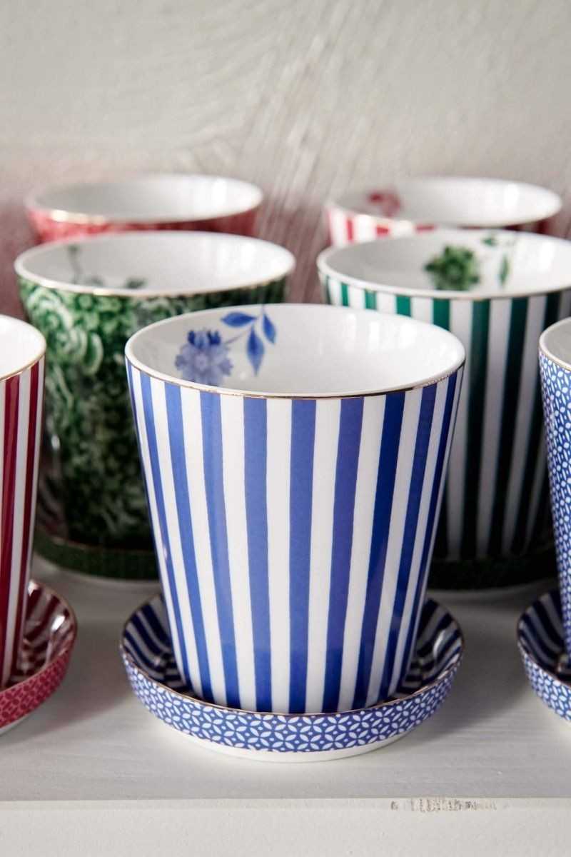 Pip Studio Royal Stripes Mok & Theetip Blauw set 2-delig