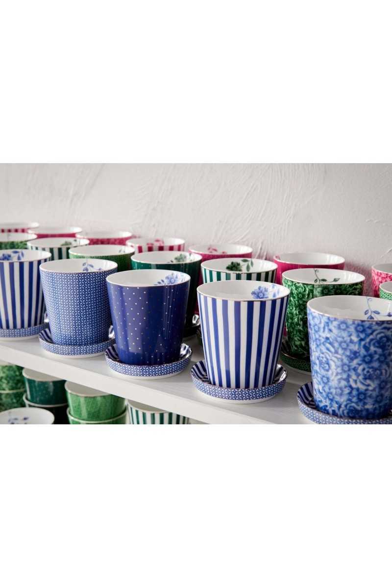 Pip Studio Royal Stripes Mok Tegels & Theetip Blauw set 2-delig