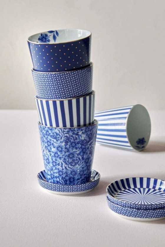 Pip Studio Royal Stripes Mug Tiles & Blue Teatip 2-piece set