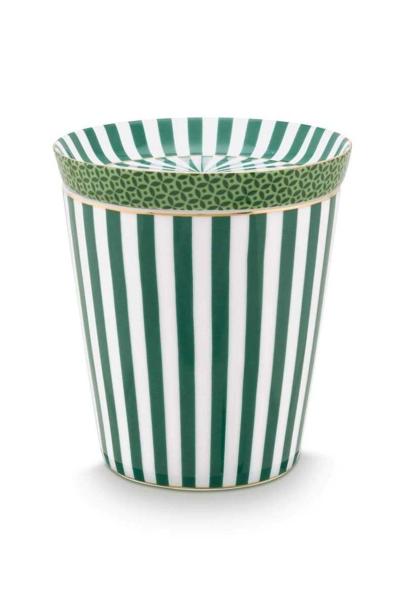Pip Studio Royal Stripes Mok & Theetip Groen set 2-delig