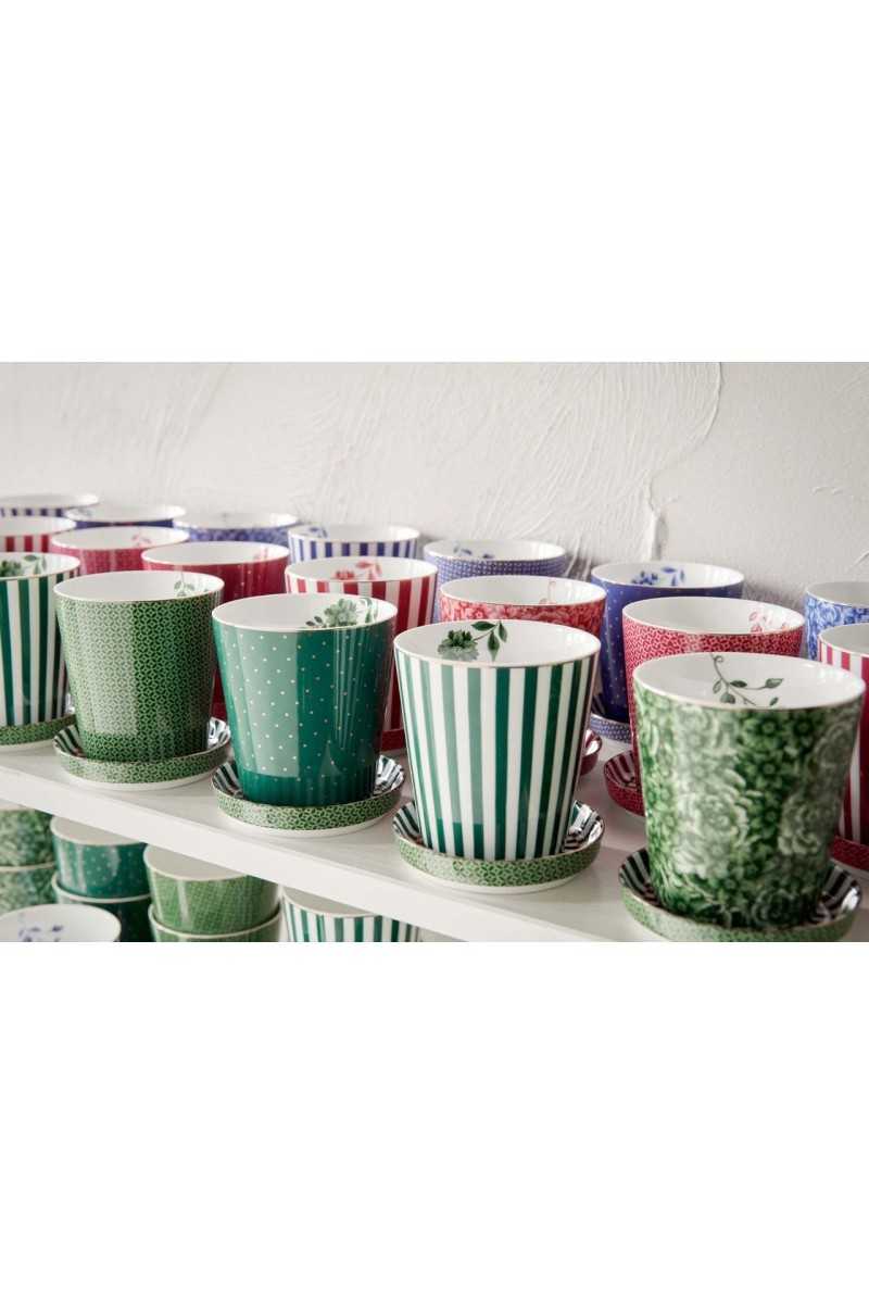 Pip Studio Royal Stripes Mug & Tea Tip Green 2-piece set