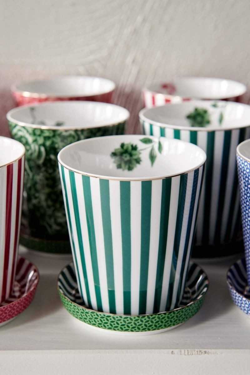 Pip Studio Royal Stripes Mok & Theetip Groen set 2-delig