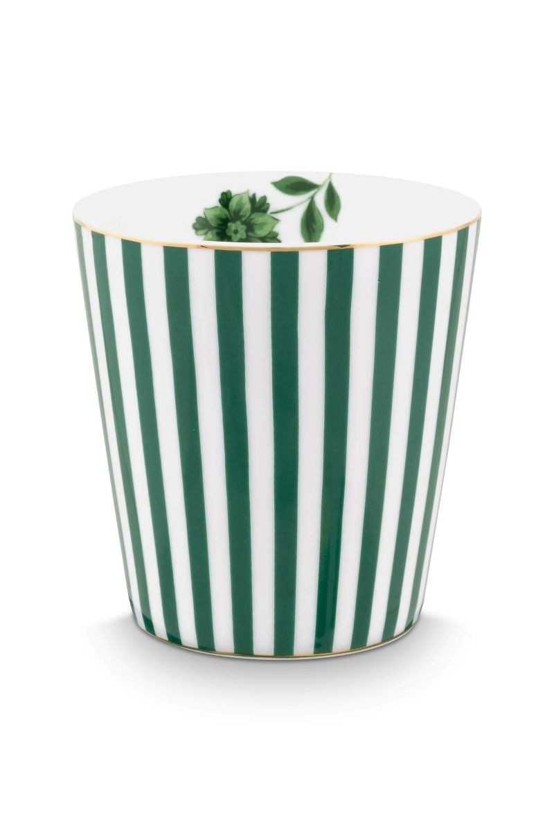 Pip Studio Royal Stripes Mug & Tea Tip Green 2-piece set
