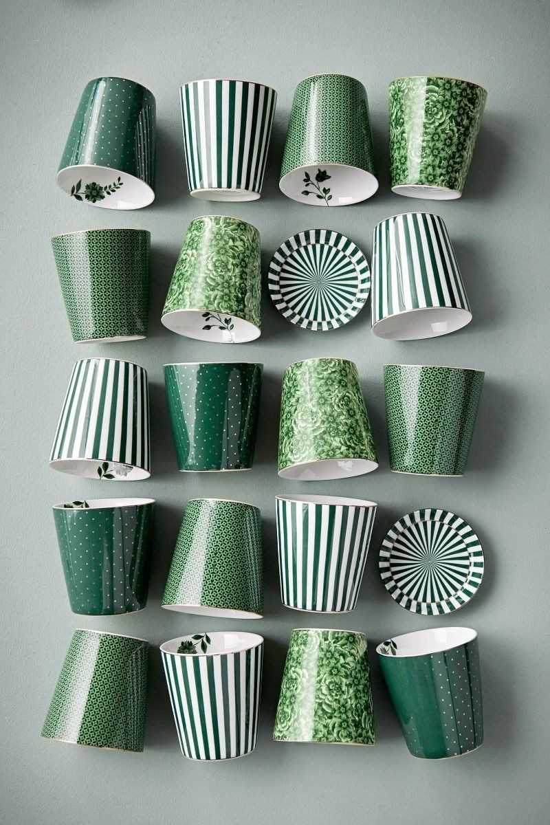 Pip Studio Royal Stripes Mug & Tea Tip Green 2-piece set