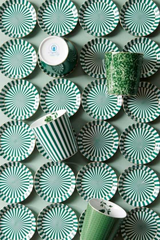 Pip Studio Royal Stripes Mug & Tea Tip Green 2-piece set
