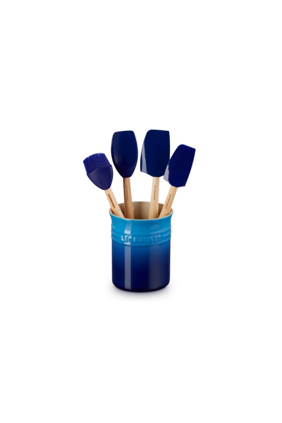 Le Creuset Geschenkset met Spatelpot + 4 Premium Spatels Azure