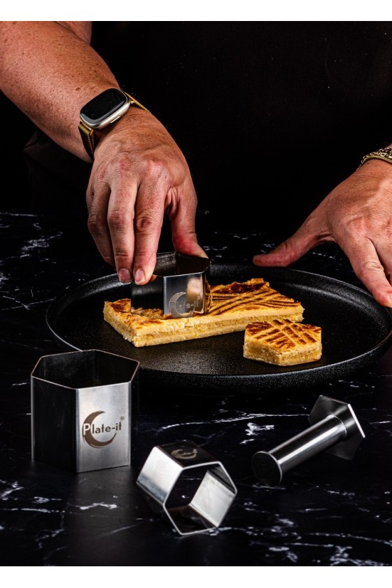 Plate-it Garneerringen HEXAGON met pusher 4-delige set