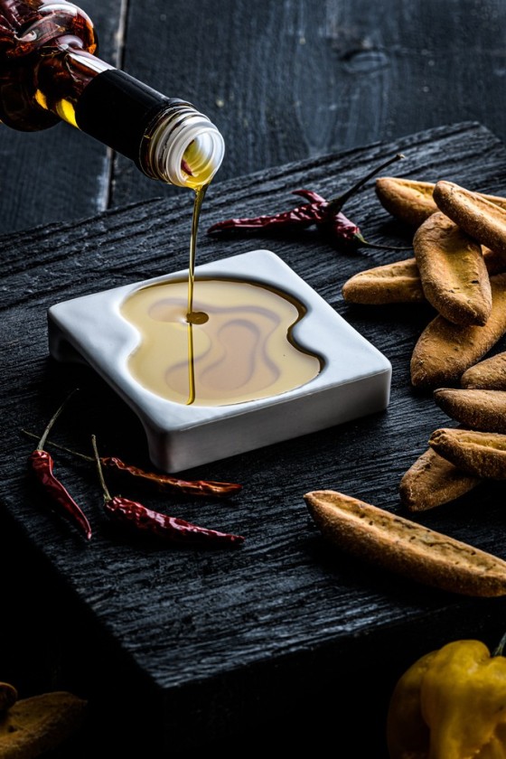 Elegant ceramic dip bowls with abstract pattern - Set of 9 cm